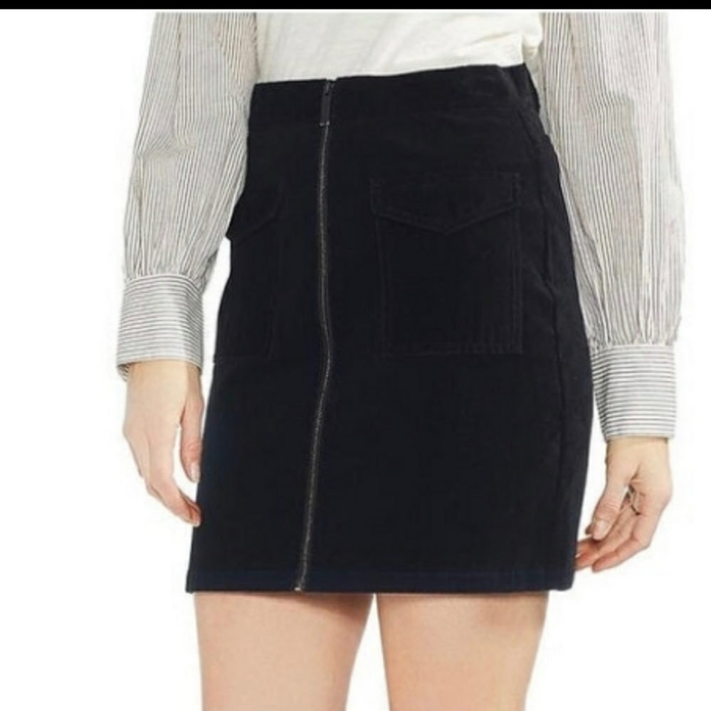 Vince Camuto skirt zipper front pocket detail black midi women size 6